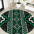 Jade Tukutuku Pattern Aotearoa Round Carpet Niho Taniwha and Puhoro Motifs