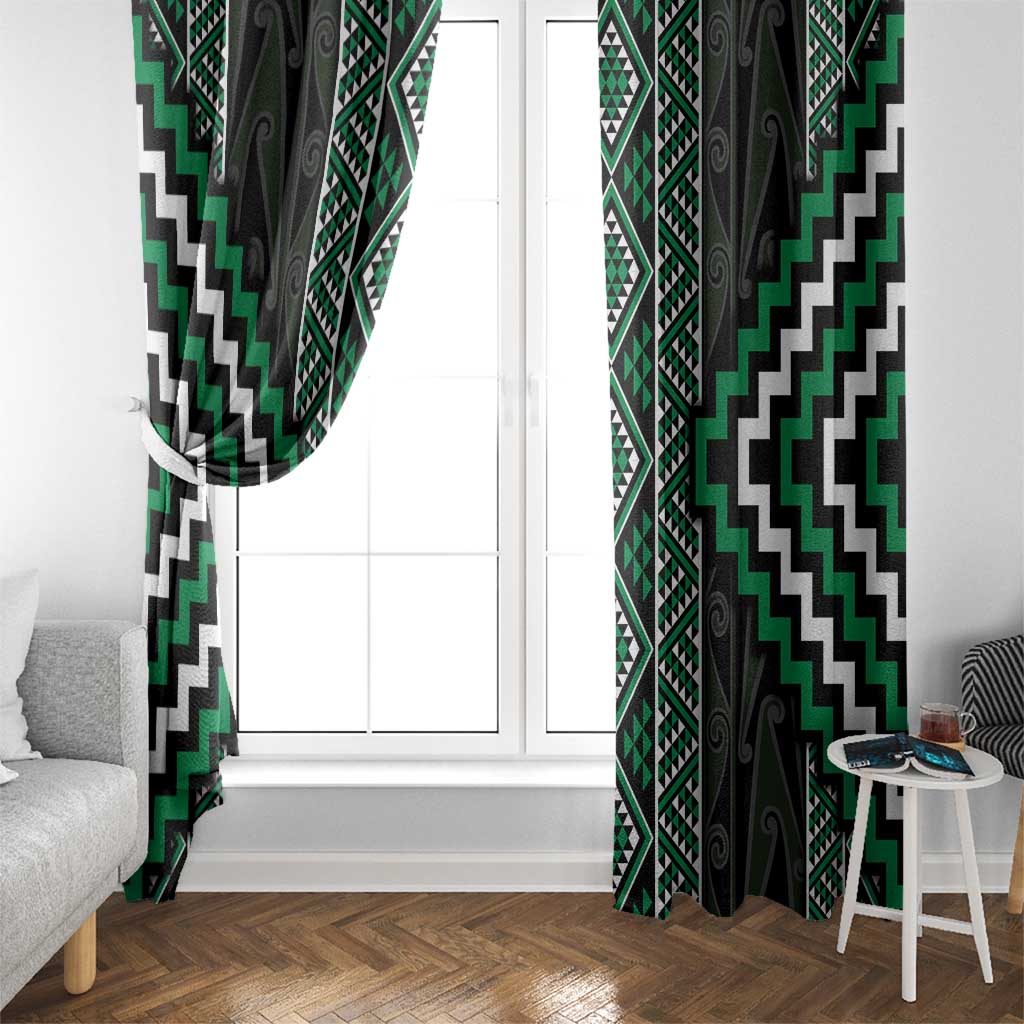 Jade Tukutuku Pattern Aotearoa Window Curtain Niho Taniwha and Puhoro Motifs LT7 - Polynesian Pride