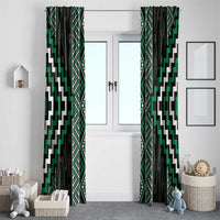 Jade Tukutuku Pattern Aotearoa Window Curtain Niho Taniwha and Puhoro Motifs LT7 - Polynesian Pride