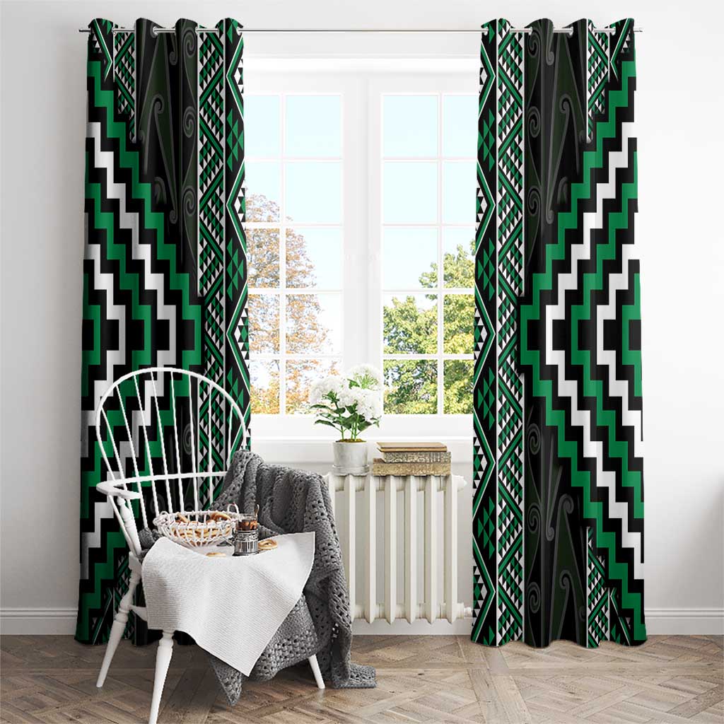 Jade Tukutuku Pattern Aotearoa Window Curtain Niho Taniwha and Puhoro Motifs LT7 - Polynesian Pride