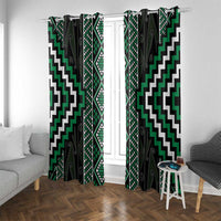 Jade Tukutuku Pattern Aotearoa Window Curtain Niho Taniwha and Puhoro Motifs LT7 With Grommets Green - Polynesian Pride