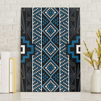 Azure Tukutuku Pattern Aotearoa Canvas Wall Art Niho Taniwha and Puhoro Motifs LT7 Without Frame Blue - Polynesian Pride