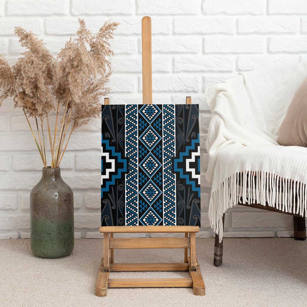 Azure Tukutuku Pattern Aotearoa Canvas Wall Art Niho Taniwha and Puhoro Motifs LT7 - Polynesian Pride