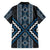 Azure Tukutuku Pattern Aotearoa Family Matching Off Shoulder Short Dress and Hawaiian Shirt Niho Taniwha and Puhoro Motifs