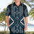 Azure Tukutuku Pattern Aotearoa Hawaiian Shirt Niho Taniwha and Puhoro Motifs