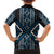 Azure Tukutuku Pattern Aotearoa Hawaiian Shirt Niho Taniwha and Puhoro Motifs