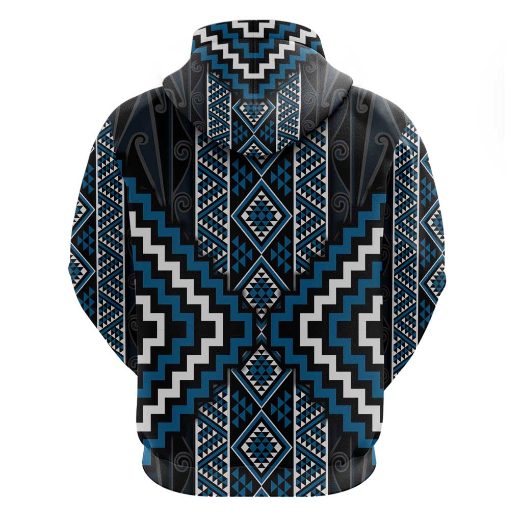 Azure Tukutuku Pattern Aotearoa Hoodie Niho Taniwha and Puhoro Motifs LT7 - Polynesian Pride