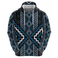 Azure Tukutuku Pattern Aotearoa Hoodie Niho Taniwha and Puhoro Motifs LT7 - Polynesian Pride