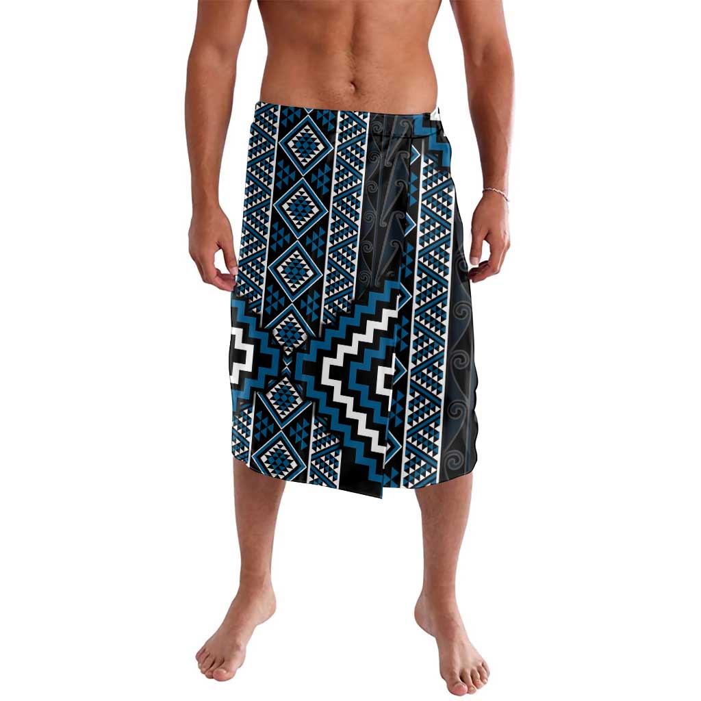 Azure Tukutuku Pattern Aotearoa Lavalava Niho Taniwha and Puhoro Motifs LT7 Blue - Polynesian Pride