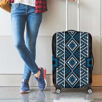 Azure Tukutuku Pattern Aotearoa Luggage Cover Niho Taniwha and Puhoro Motifs LT7 - Polynesian Pride
