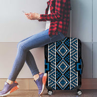 Azure Tukutuku Pattern Aotearoa Luggage Cover Niho Taniwha and Puhoro Motifs LT7 - Polynesian Pride