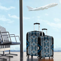 Azure Tukutuku Pattern Aotearoa Luggage Cover Niho Taniwha and Puhoro Motifs LT7 - Polynesian Pride
