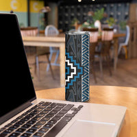 Azure Tukutuku Pattern Aotearoa Skinny Tumbler Niho Taniwha and Puhoro Motifs LT7 - Polynesian Pride