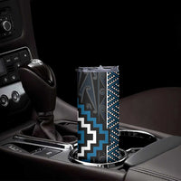 Azure Tukutuku Pattern Aotearoa Skinny Tumbler Niho Taniwha and Puhoro Motifs LT7 - Polynesian Pride