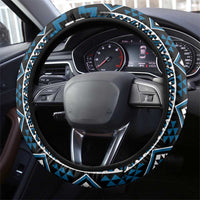 Azure Tukutuku Pattern Aotearoa Steering Wheel Cover Niho Taniwha and Puhoro Motifs LT7 - Polynesian Pride