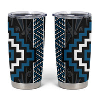 Azure Tukutuku Pattern Aotearoa Tumbler Cup Niho Taniwha and Puhoro Motifs LT7 Blue - Polynesian Pride
