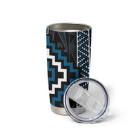 Azure Tukutuku Pattern Aotearoa Tumbler Cup Niho Taniwha and Puhoro Motifs LT7 - Polynesian Pride