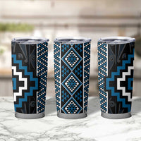 Azure Tukutuku Pattern Aotearoa Tumbler Cup Niho Taniwha and Puhoro Motifs LT7 - Polynesian Pride