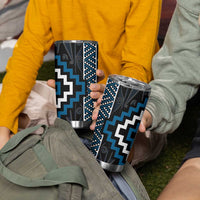Azure Tukutuku Pattern Aotearoa Tumbler Cup Niho Taniwha and Puhoro Motifs LT7 - Polynesian Pride