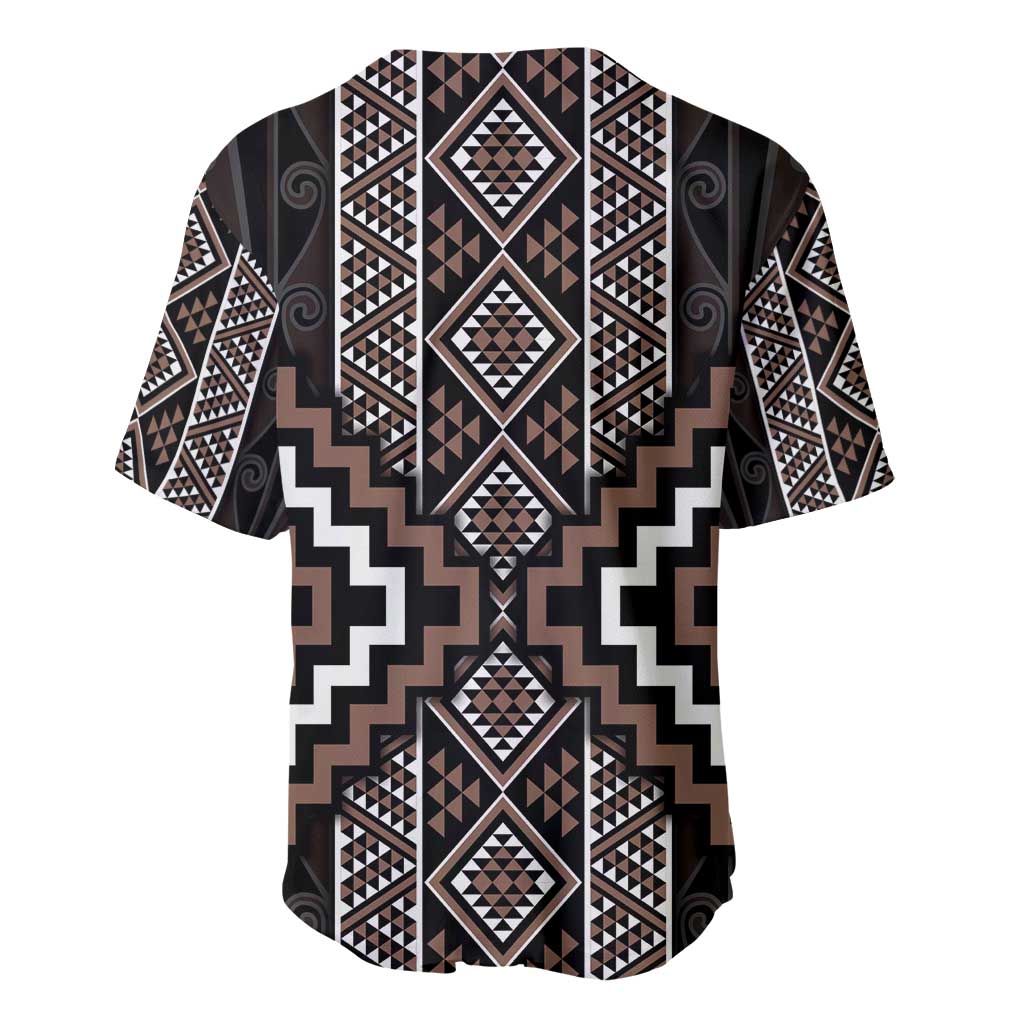 Classic Tukutuku Pattern Aotearoa Baseball Jersey Niho Taniwha and Puhoro Motifs LT7 - Polynesian Pride