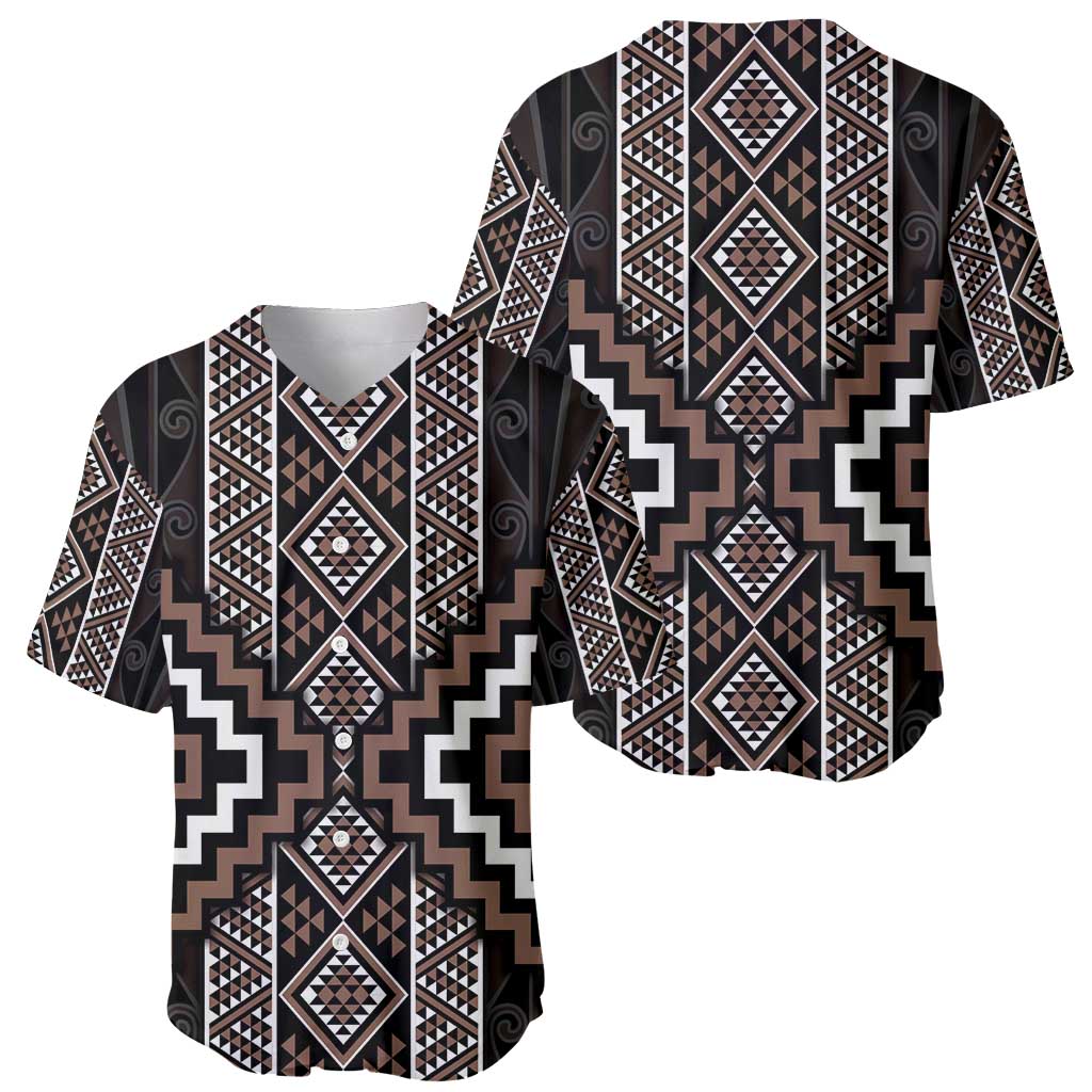 Classic Tukutuku Pattern Aotearoa Baseball Jersey Niho Taniwha and Puhoro Motifs LT7 - Polynesian Pride