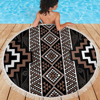 Classic Tukutuku Pattern Aotearoa Beach Blanket Niho Taniwha and Puhoro Motifs LT7 - Polynesian Pride