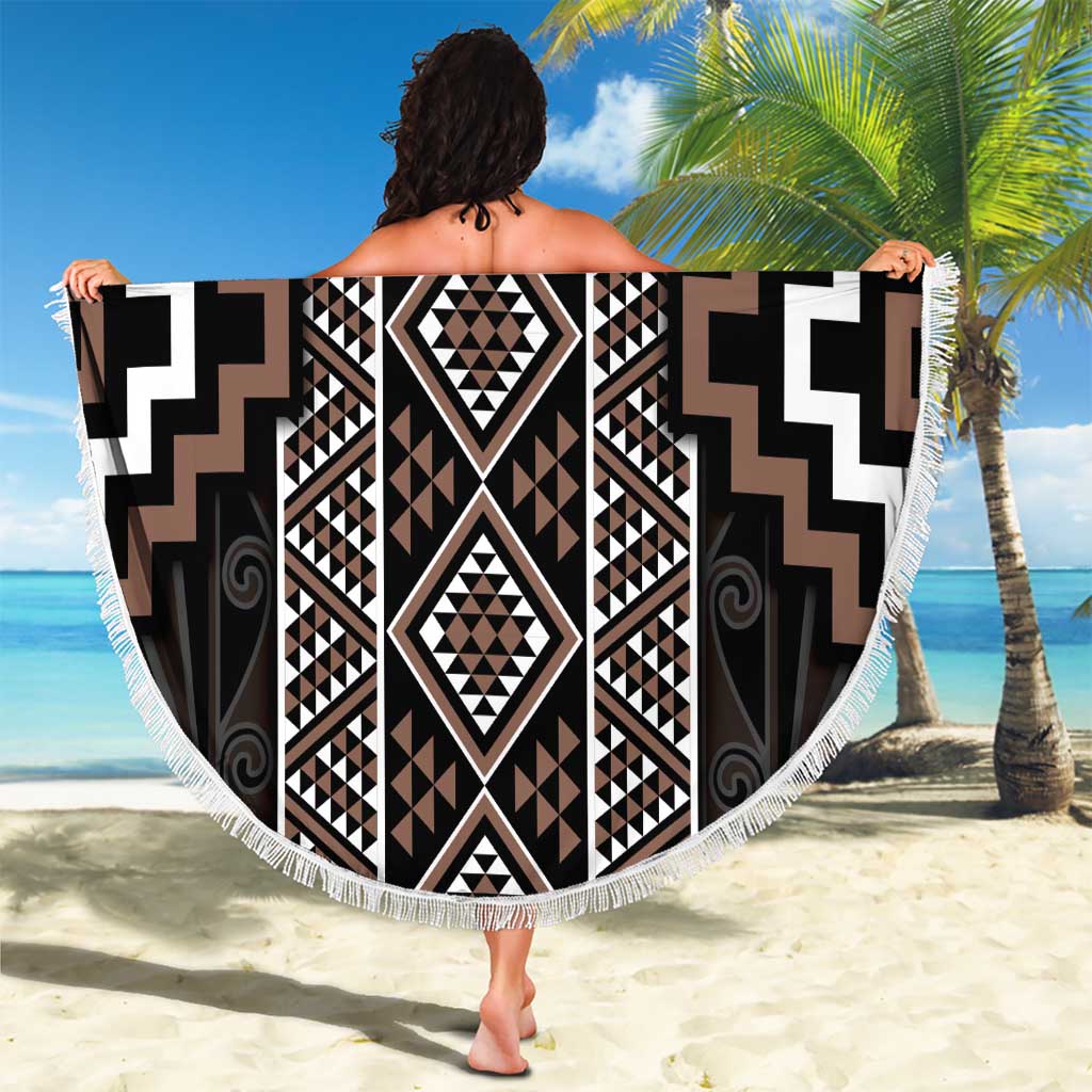 Classic Tukutuku Pattern Aotearoa Beach Blanket Niho Taniwha and Puhoro Motifs LT7 - Polynesian Pride