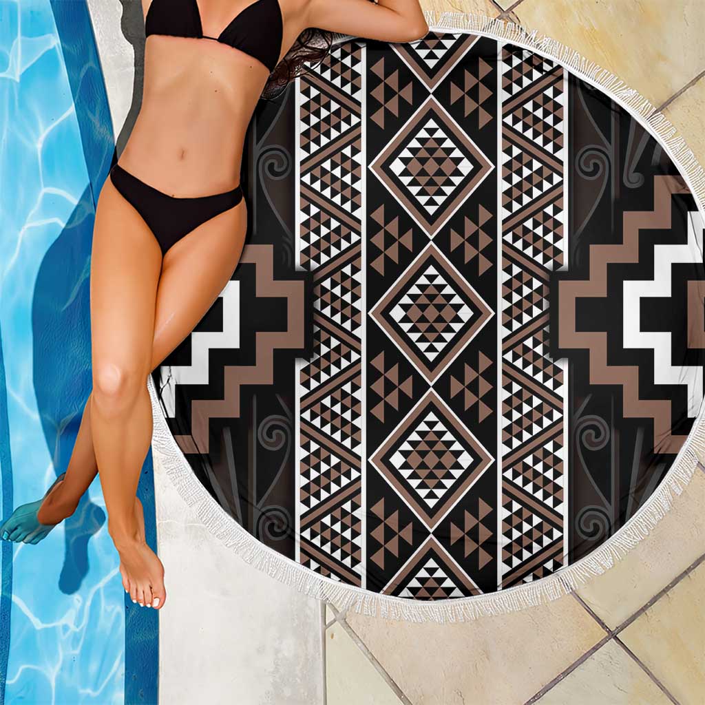 Classic Tukutuku Pattern Aotearoa Beach Blanket Niho Taniwha and Puhoro Motifs LT7 - Polynesian Pride