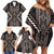 Classic Tukutuku Pattern Aotearoa Family Matching Off Shoulder Short Dress and Hawaiian Shirt Niho Taniwha and Puhoro Motifs