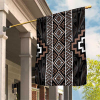 Classic Tukutuku Pattern Aotearoa Garden Flag Niho Taniwha and Puhoro Motifs LT7 House Flag Brown - Polynesian Pride
