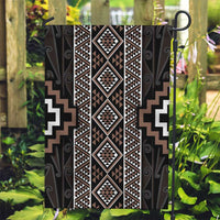 Classic Tukutuku Pattern Aotearoa Garden Flag Niho Taniwha and Puhoro Motifs LT7 Garden Flag Brown - Polynesian Pride