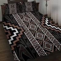 Classic Tukutuku Pattern Aotearoa Quilt Bed Set Niho Taniwha and Puhoro Motifs LT7 Brown - Polynesian Pride