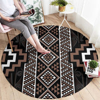 Classic Tukutuku Pattern Aotearoa Round Carpet Niho Taniwha and Puhoro Motifs LT7 - Polynesian Pride