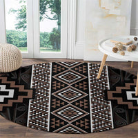 Classic Tukutuku Pattern Aotearoa Round Carpet Niho Taniwha and Puhoro Motifs LT7 - Polynesian Pride