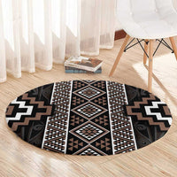 Classic Tukutuku Pattern Aotearoa Round Carpet Niho Taniwha and Puhoro Motifs LT7 - Polynesian Pride