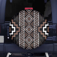 Classic Tukutuku Pattern Aotearoa Spare Tire Cover Niho Taniwha and Puhoro Motifs LT7 No hole Brown - Polynesian Pride