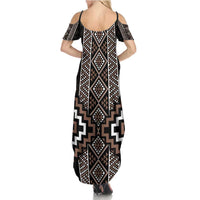 Classic Tukutuku Pattern Aotearoa Summer Maxi Dress Niho Taniwha and Puhoro Motifs LT7 - Polynesian Pride
