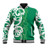 Pounamu Green Maori Baseball Jacket Koru Kowhaiwhai LT7 Unisex Green - Polynesian Pride