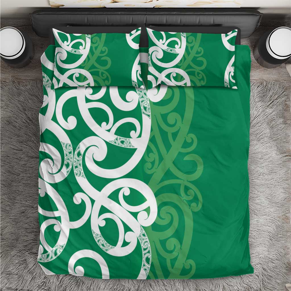 Pounamu Green Maori Bedding Set Koru Kowhaiwhai LT7 Green - Polynesian Pride