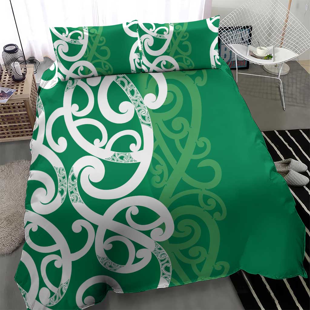 Pounamu Green Maori Bedding Set Koru Kowhaiwhai LT7 - Polynesian Pride