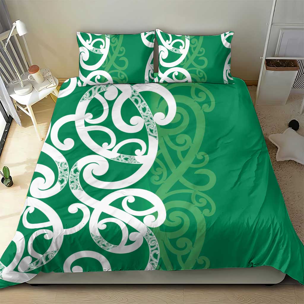 Pounamu Green Maori Bedding Set Koru Kowhaiwhai LT7 - Polynesian Pride