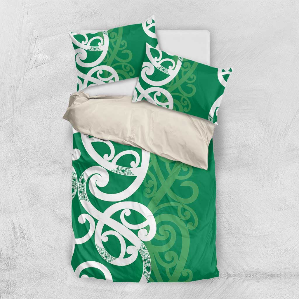 Pounamu Green Maori Bedding Set Koru Kowhaiwhai LT7 US Twin 172cm x 218cm Green - Polynesian Pride