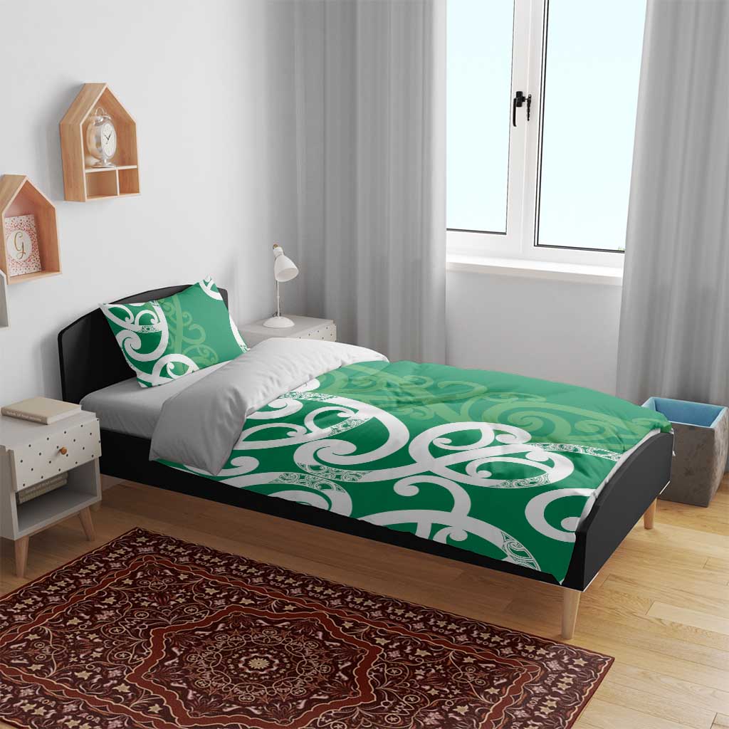 Pounamu Green Maori Bedding Set Koru Kowhaiwhai LT7 - Polynesian Pride