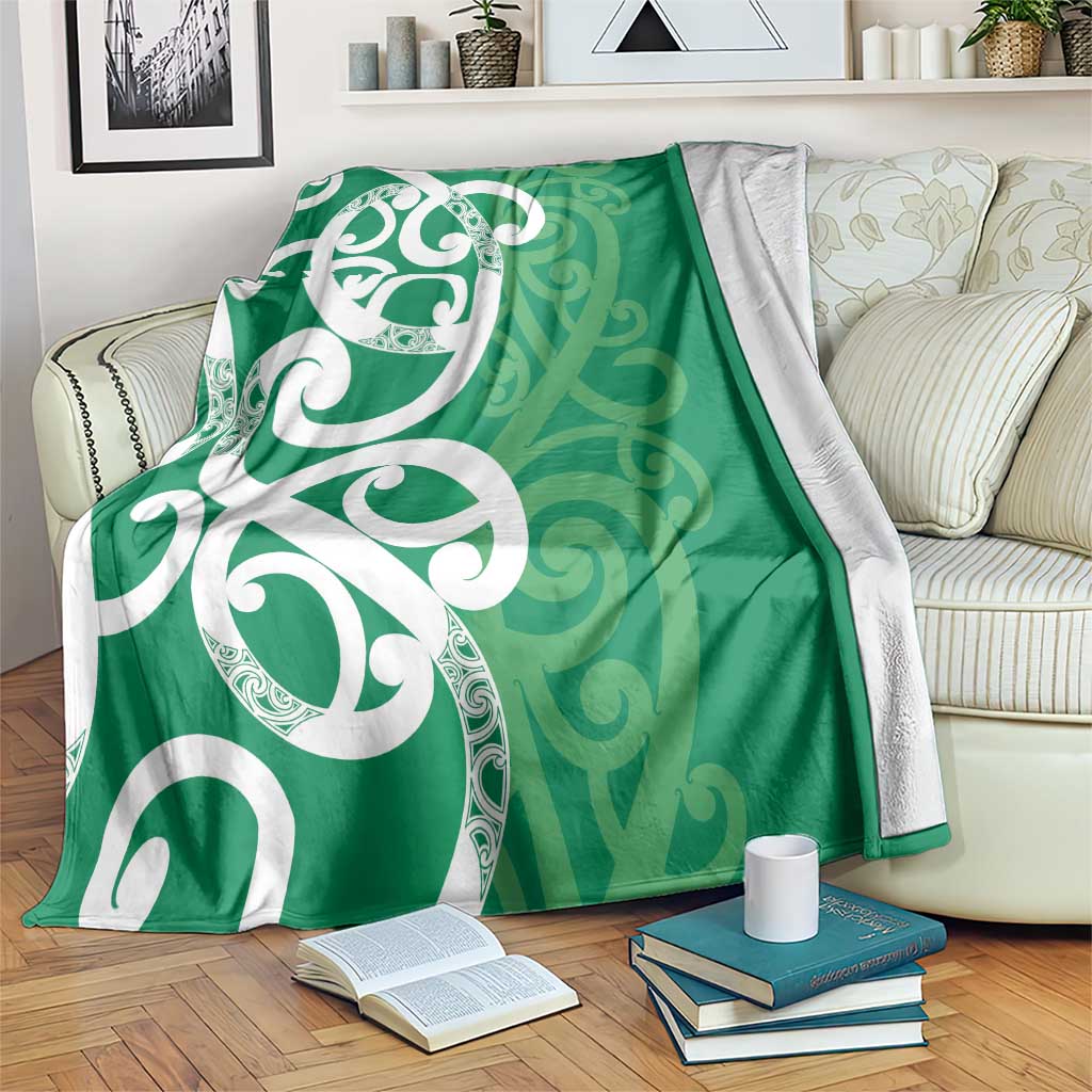 Pounamu Green Maori Blanket Koru Kowhaiwhai LT7 Green - Polynesian Pride