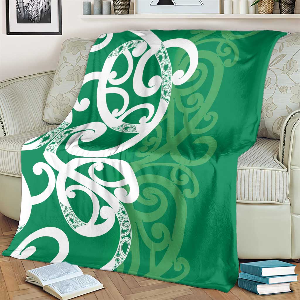 Pounamu Green Maori Blanket Koru Kowhaiwhai LT7 - Polynesian Pride