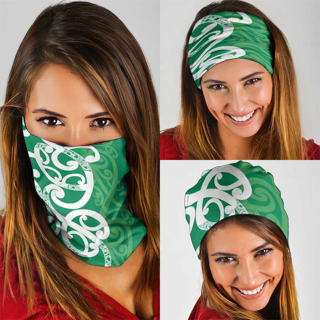 Pounamu Green Maori Neck Gaiter Koru Kowhaiwhai LT7 - Polynesian Pride