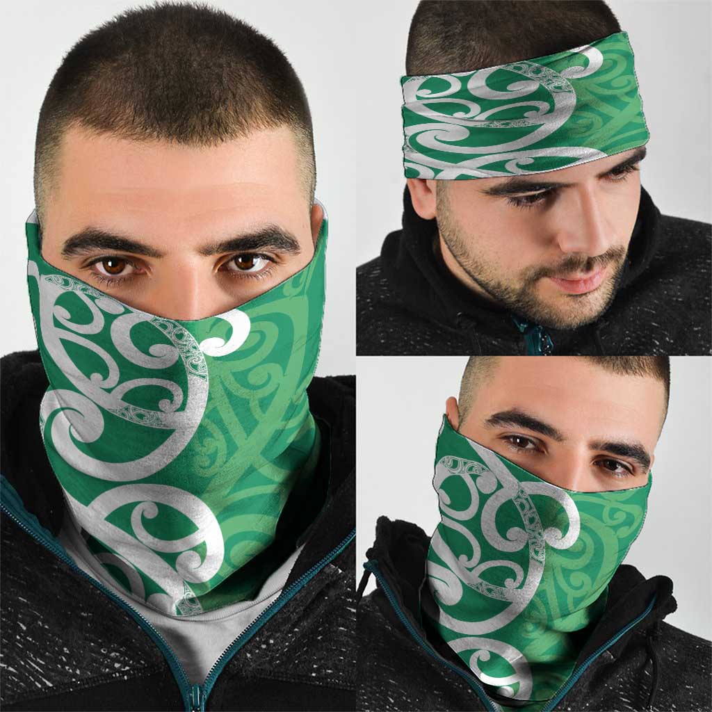 Pounamu Green Maori Neck Gaiter Koru Kowhaiwhai LT7 - Polynesian Pride