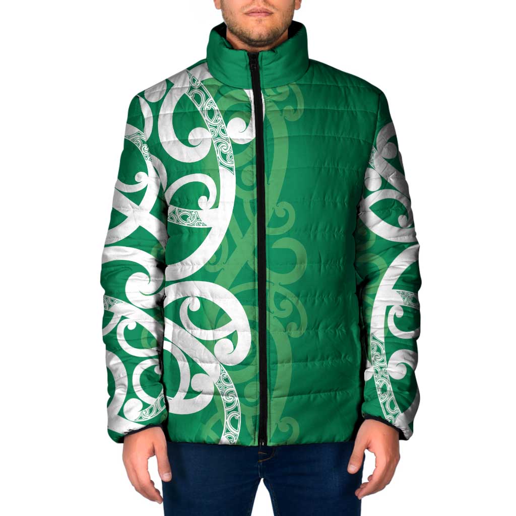 Pounamu Green Maori Padded Jacket Koru Kowhaiwhai LT7 Men Green - Polynesian Pride