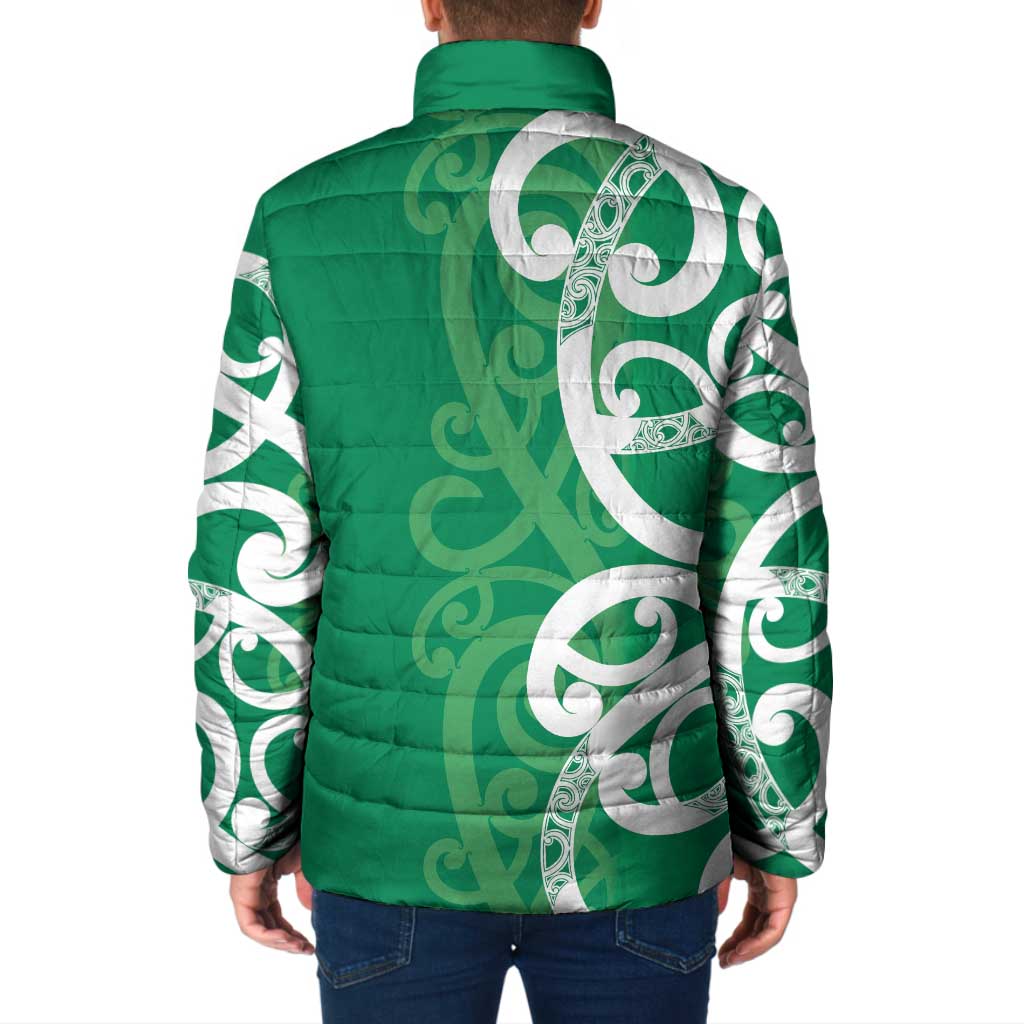 Pounamu Green Maori Padded Jacket Koru Kowhaiwhai LT7 - Polynesian Pride
