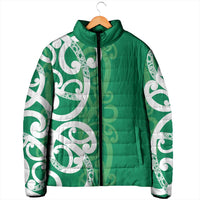 Pounamu Green Maori Padded Jacket Koru Kowhaiwhai LT7 - Polynesian Pride